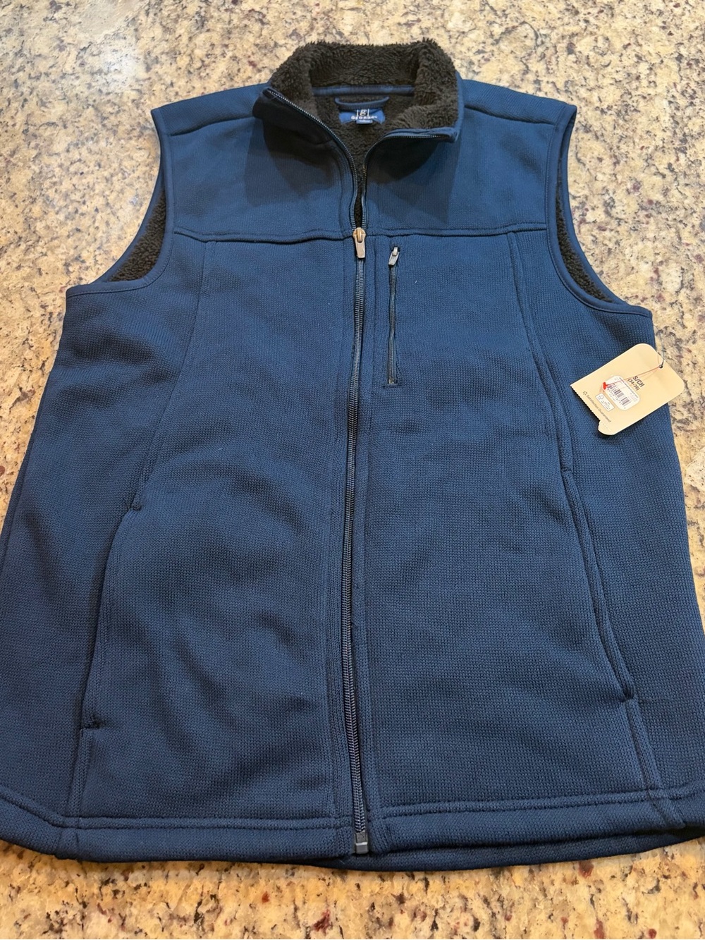 George Blue Fleece Vest with Sherpa Collar
